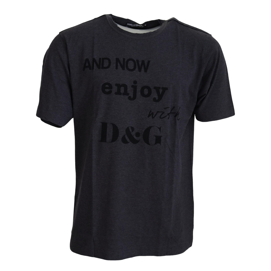 Dolce & Gabbana Elegant Gray Motive Crew Neck T-Shirt