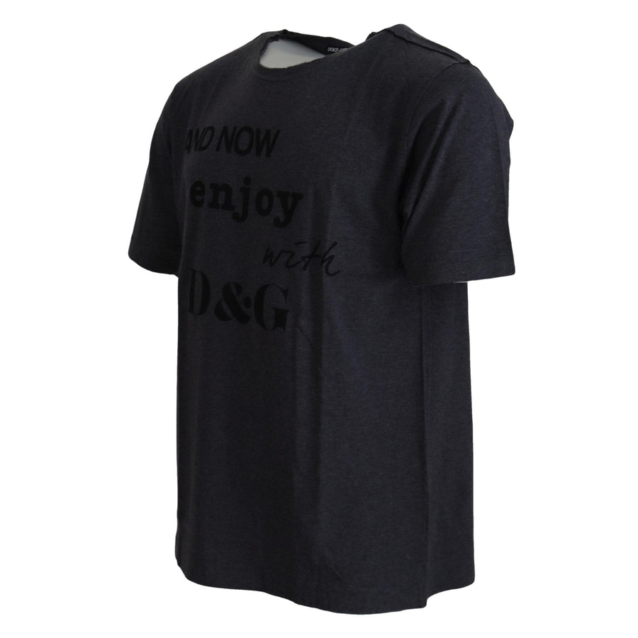 Dolce & Gabbana Gray Crewneck Cotton Short Sleeve  T-shirt