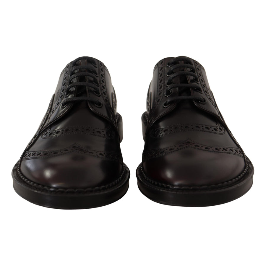 Dolce & Gabbana Elegant Purple Leather Derby Formal Shoes