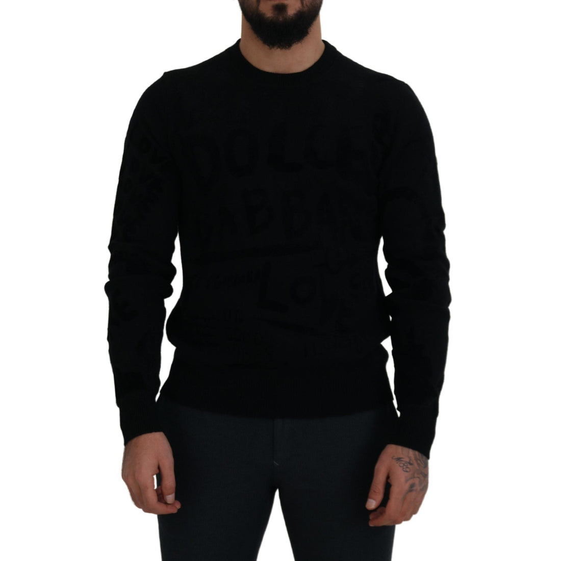 Dolce & Gabbana Elegant Black Logo Wool Sweater