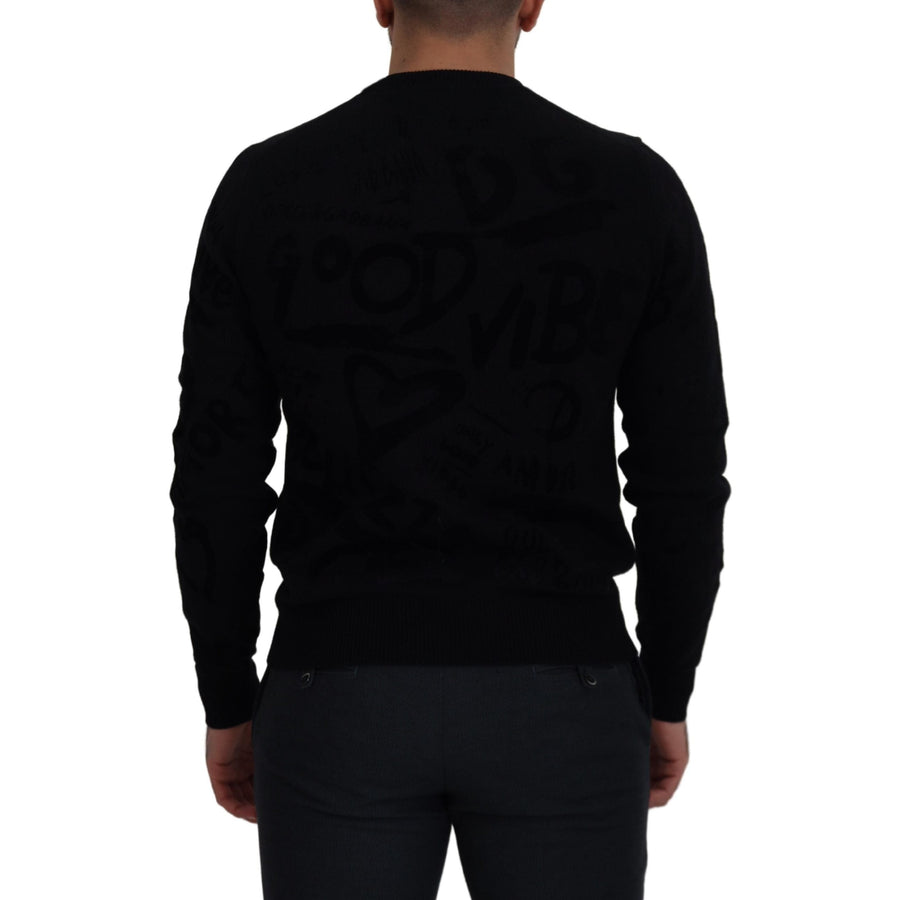 Dolce & Gabbana Elegant Black Logo Wool Sweater