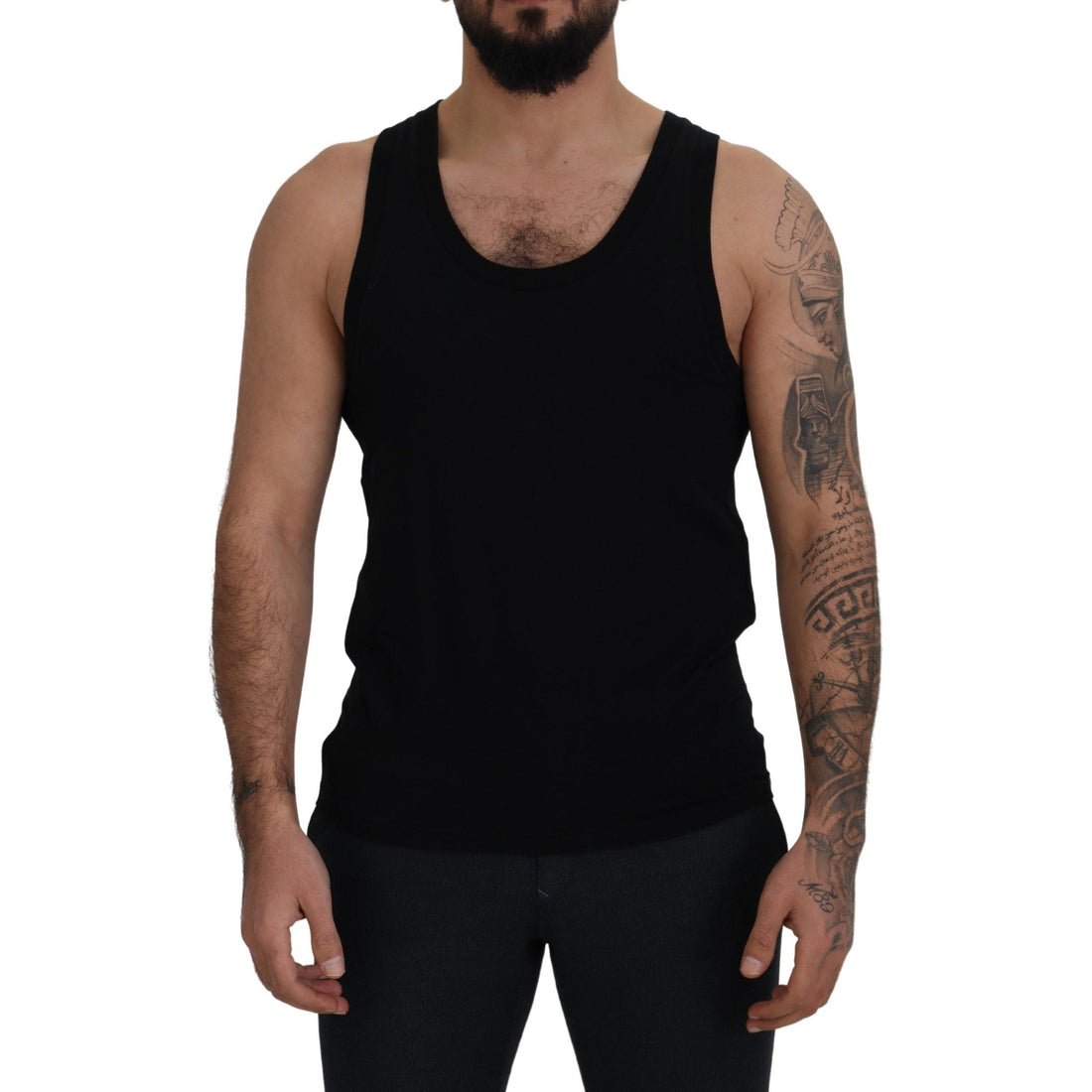 Dolce & Gabbana Black Cotton Sleeveless Men T-shirt