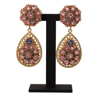 Dolce & Gabbana Gold Crystal DG SICILY Clip-on Jewelry Dangling Earrings