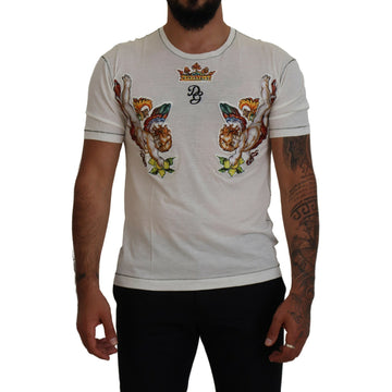 Dolce & Gabbana Elegant White Cotton-Silk Blend Tee