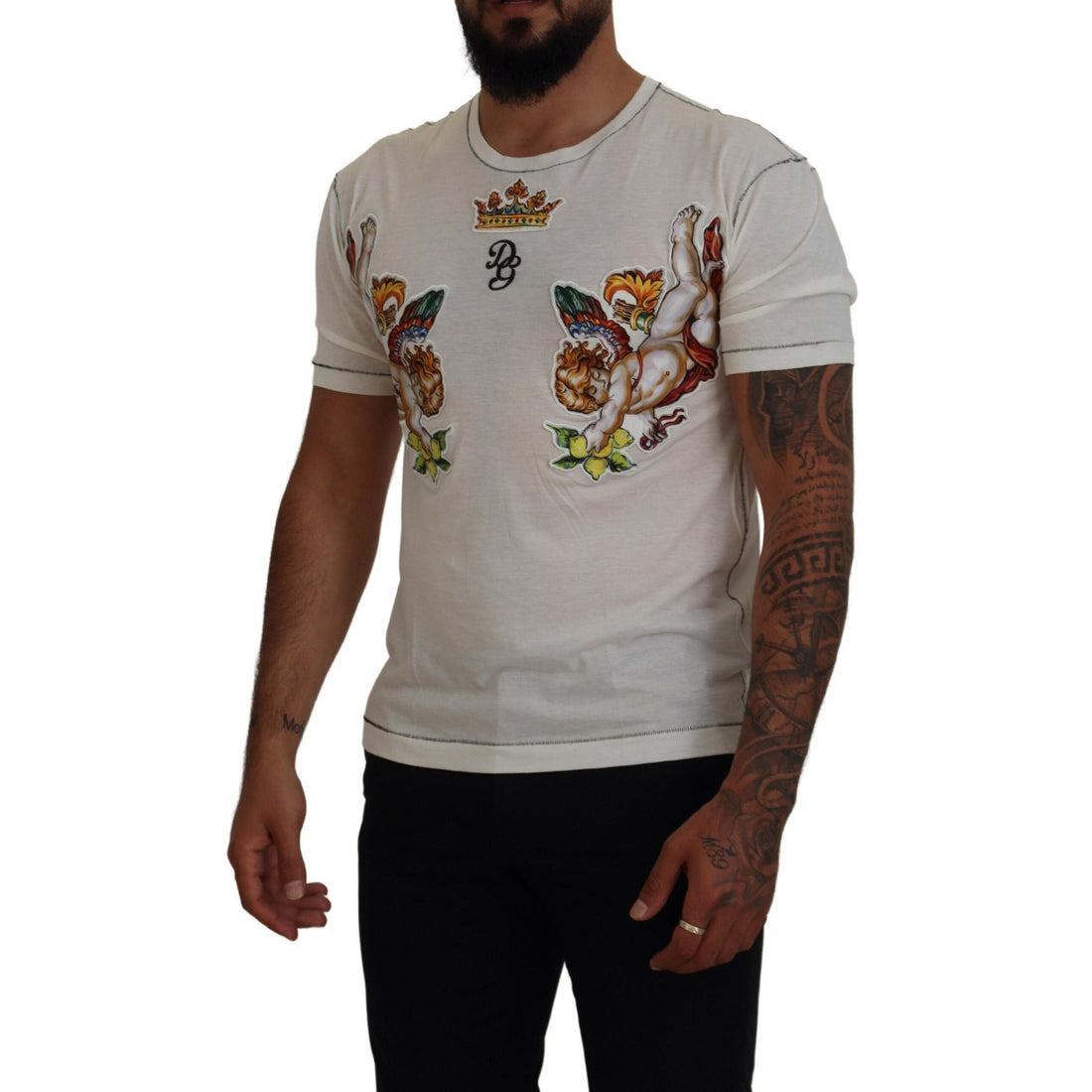 Dolce & Gabbana Elegant White Cotton-Silk Blend Tee