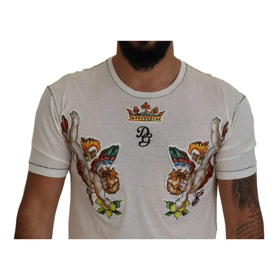 Dolce & Gabbana Elegant White Cotton-Silk Blend Tee