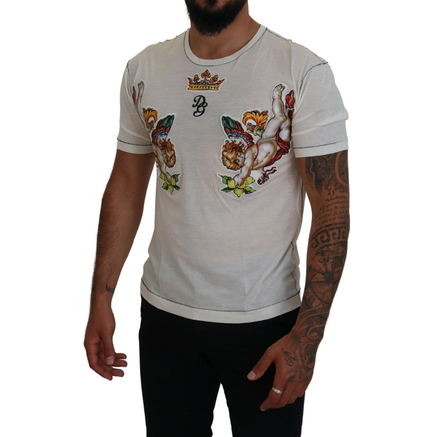 Dolce & Gabbana Elegant White Cotton-Silk Blend Tee