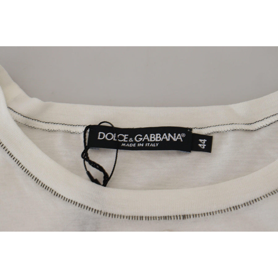 Dolce & Gabbana Elegant White Cotton-Silk Blend Tee