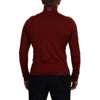 Dolce & Gabbana Elegant Maroon Collar Zip Sweater