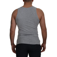 Dolce & Gabbana Gray Cotton Sleeveless Logo Men T-shirt