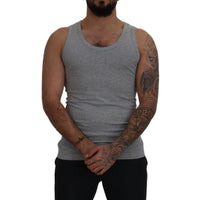 Dolce & Gabbana Gray Cotton Sleeveless Logo Men T-shirt