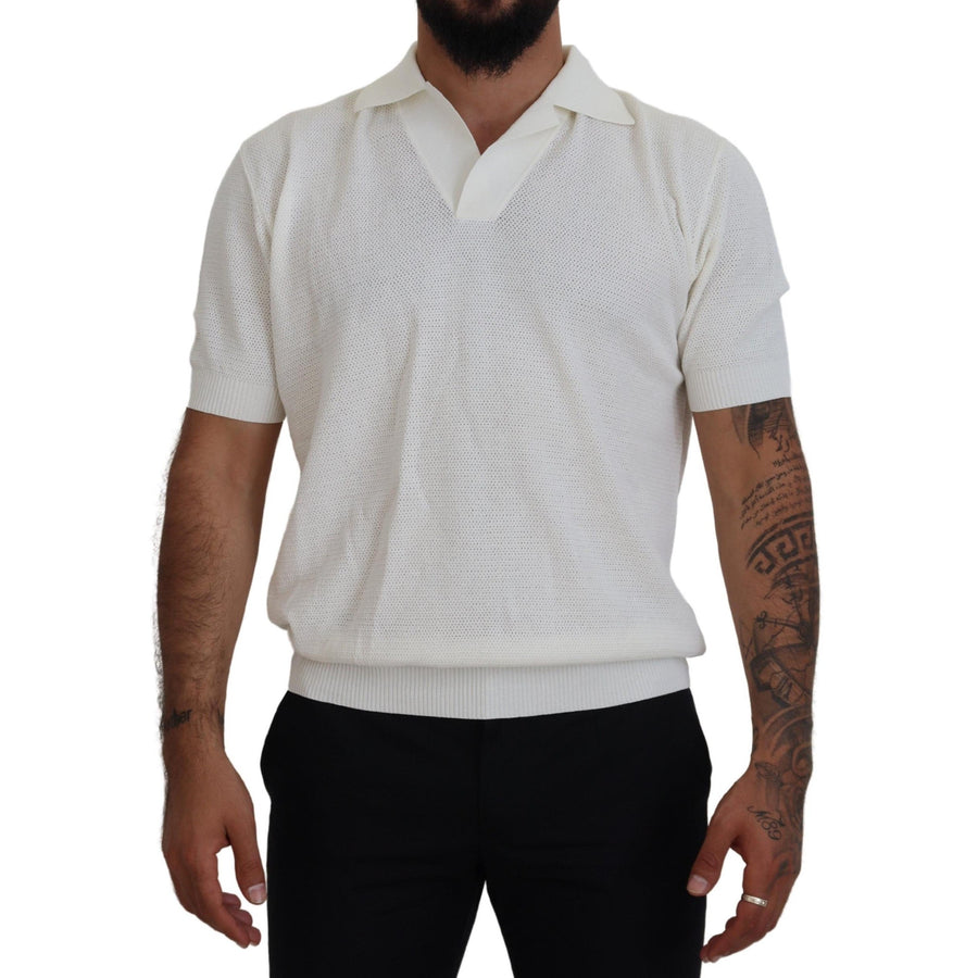 Dolce & Gabbana Ivory White Polo T-Shirt with Classic Elegance