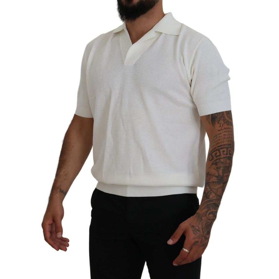 Dolce & Gabbana Ivory White Polo T-Shirt with Classic Elegance