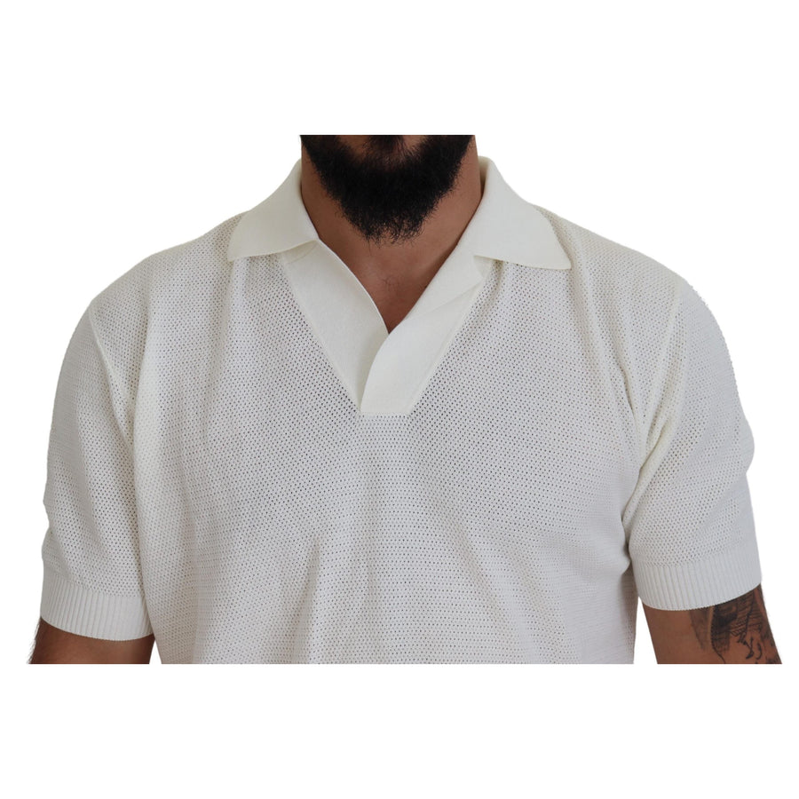 Dolce & Gabbana Ivory White Polo T-Shirt with Classic Elegance