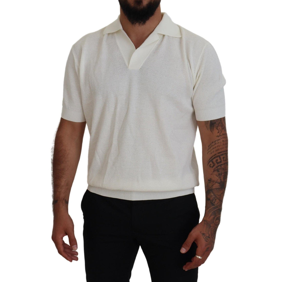 Dolce & Gabbana Ivory White Polo T-Shirt with Classic Elegance