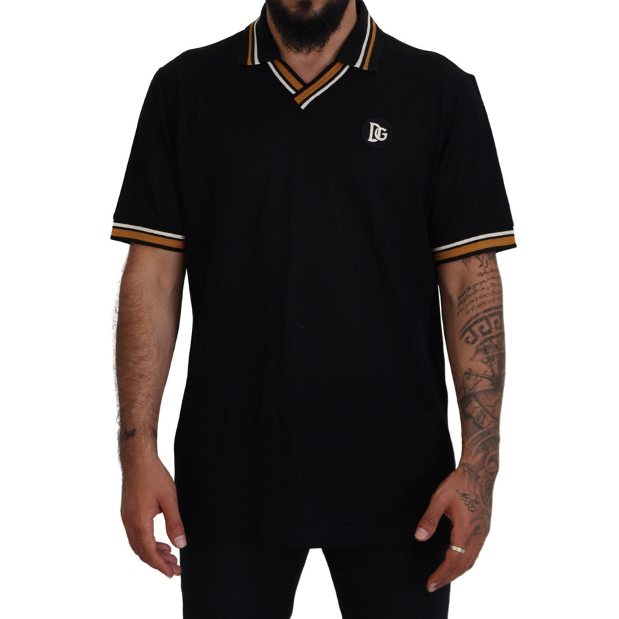 Dolce & Gabbana Elegant Black Silk Polo T-Shirt