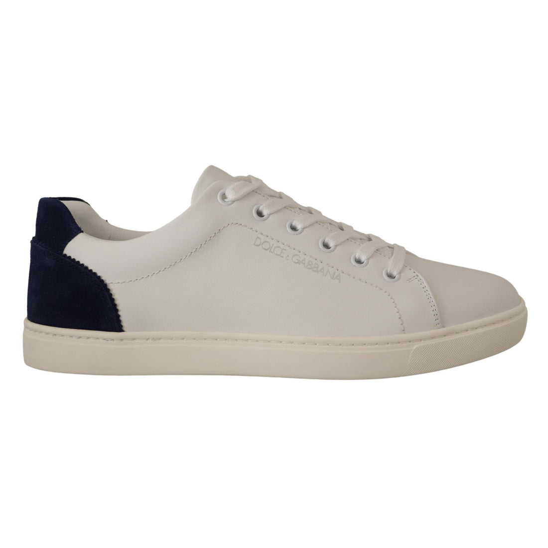 Dolce & Gabbana Elegant White and Blue Low-Top Leather Sneakers