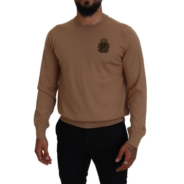 Dolce & Gabbana Beige Cashmere Crewneck Pullover Sweater