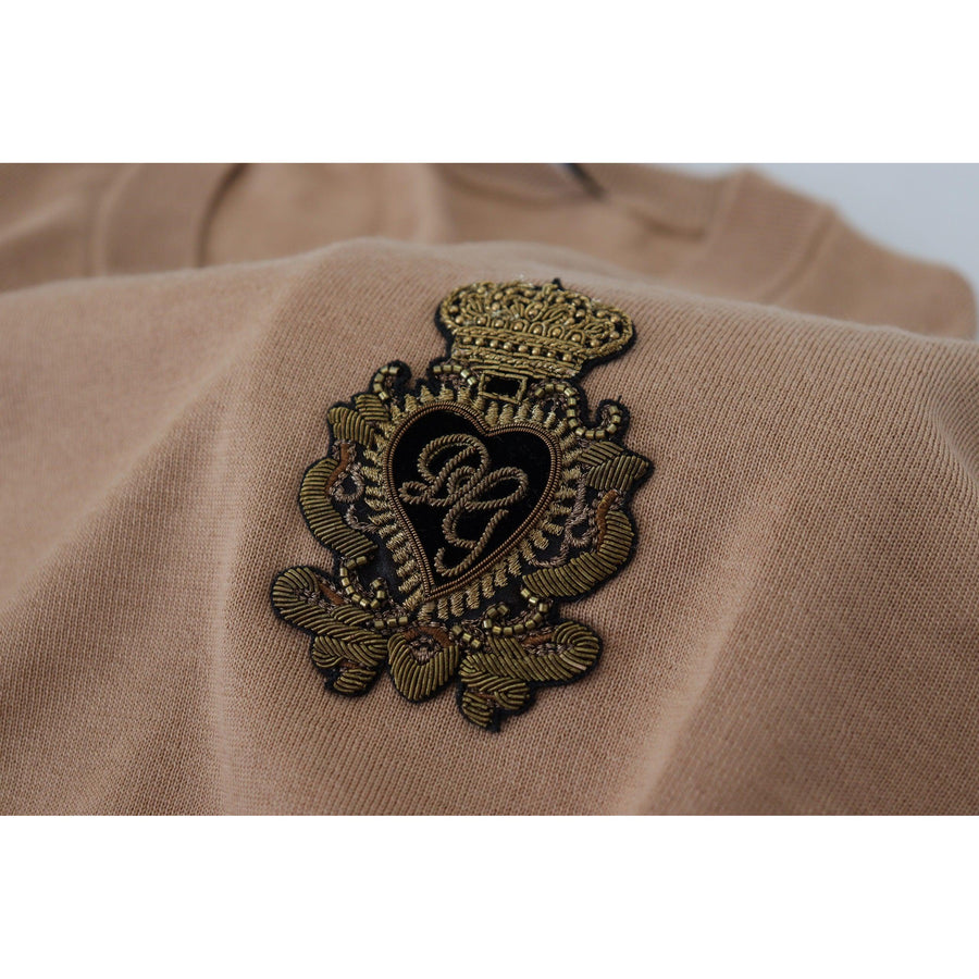 Dolce & Gabbana Beige Cashmere Crewneck Pullover Sweater