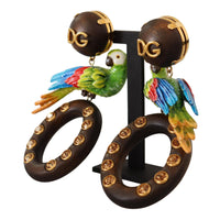 Dolce & Gabbana Chic Parrot Embellished Hoop Earrings