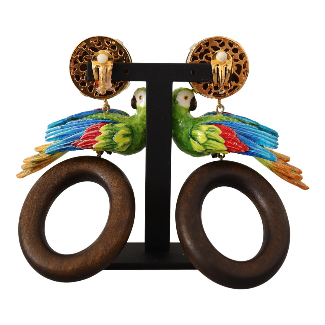 Dolce & Gabbana Chic Parrot Embellished Hoop Earrings