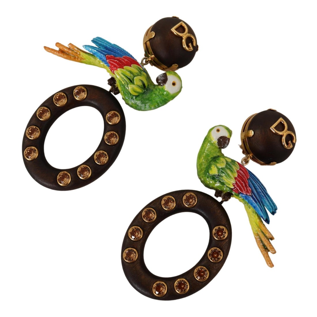 Dolce & Gabbana Chic Parrot Embellished Hoop Earrings