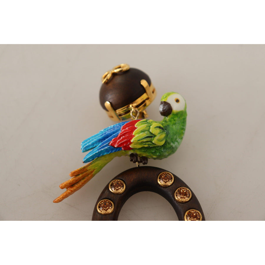 Dolce & Gabbana Chic Parrot Embellished Hoop Earrings