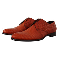 Dolce & Gabbana Exotic Orange Croc Leather Laceup Dress Shoes