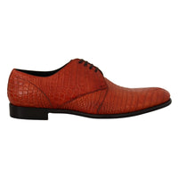 Dolce & Gabbana Exotic Orange Croc Leather Laceup Dress Shoes