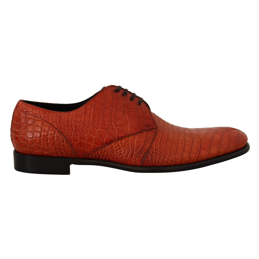 Dolce & Gabbana Exotic Orange Croc Leather Laceup Dress Shoes