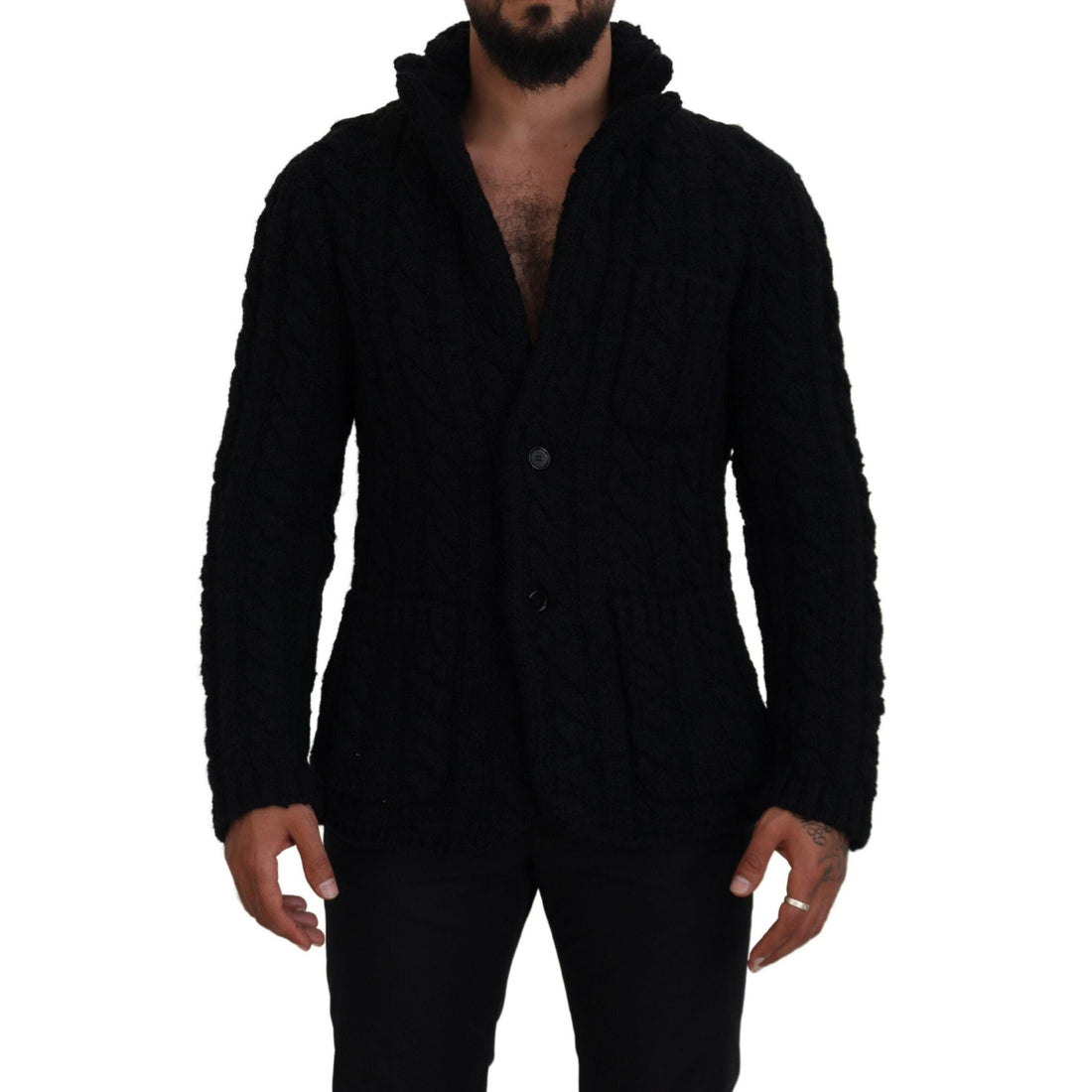 Dolce & Gabbana Elegant Black Wool-Cashmere Blend Cardigan