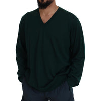 Dolce & Gabbana Elegant Green V-Neck Cashmere Sweater