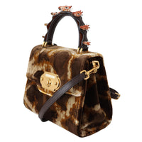 Dolce & Gabbana Elegant Giraffe Pattern Welcome Bag with Gold Accents