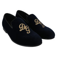 Dolce & Gabbana Elegant Blue Embroidered Loafers