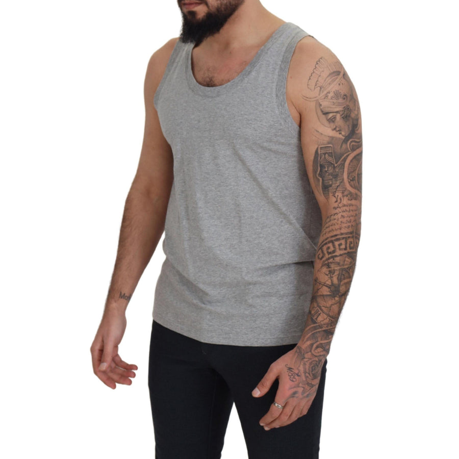 Dolce & Gabbana Gray Sleeveless Logo Print Underwear T-shirt