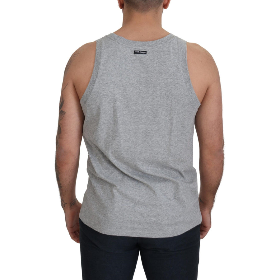 Dolce & Gabbana Gray Sleeveless Logo Print Underwear T-shirt