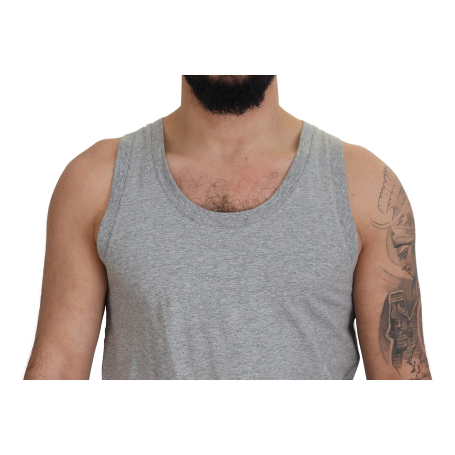 Dolce & Gabbana Gray Sleeveless Logo Print Underwear T-shirt