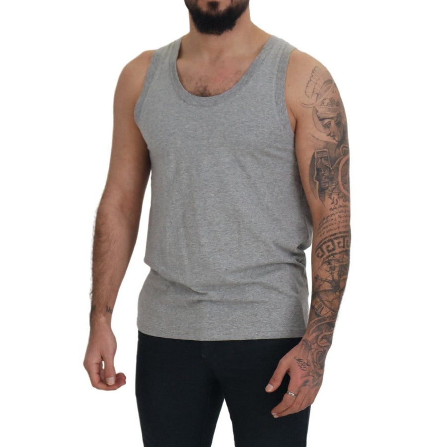 Dolce & Gabbana Gray Sleeveless Logo Print Underwear T-shirt