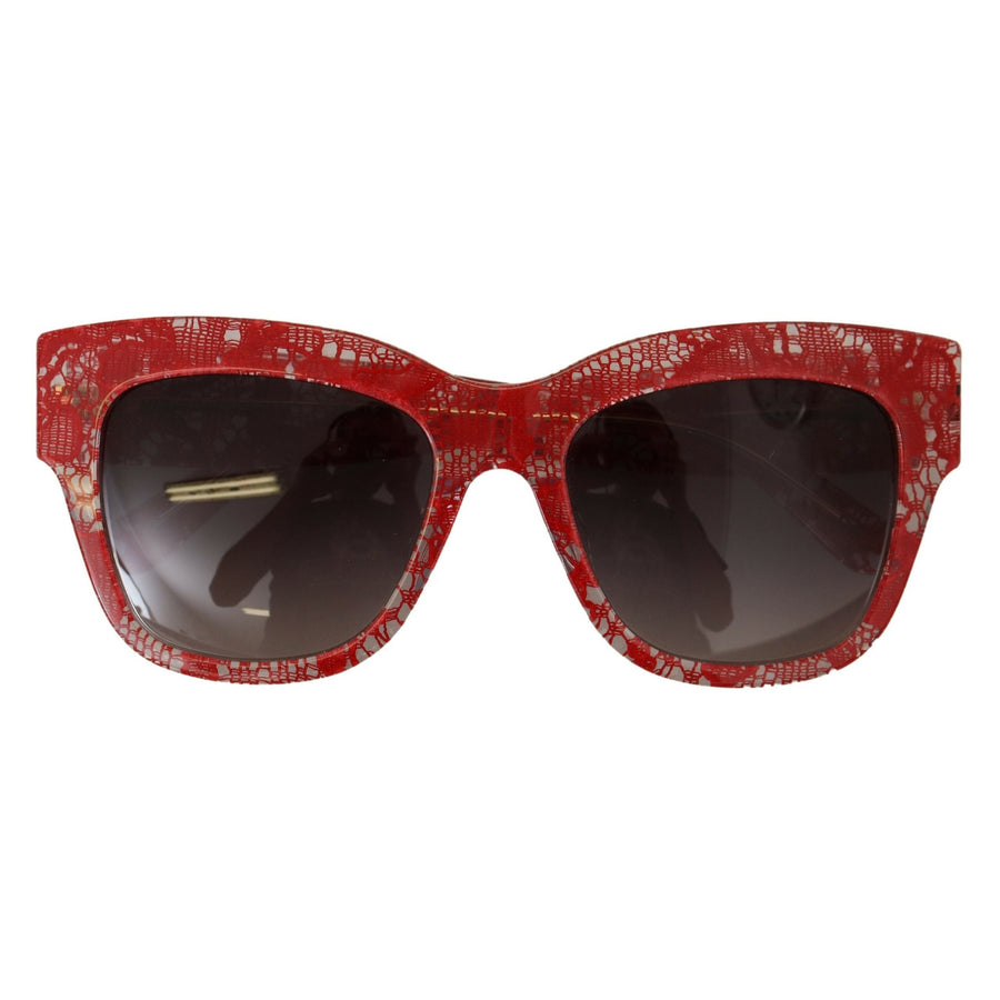 Dolce & Gabbana Elegant Red Lace Detail Sunglasses