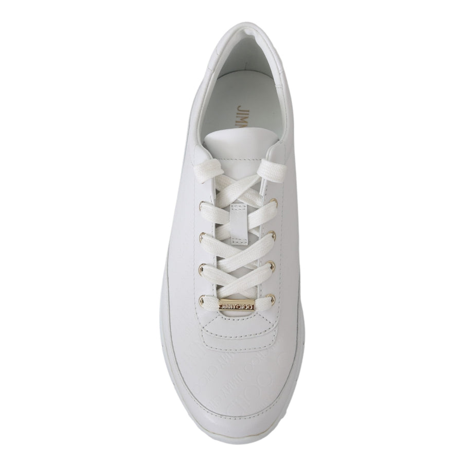 Jimmy Choo Elegant White Leather Sneakers