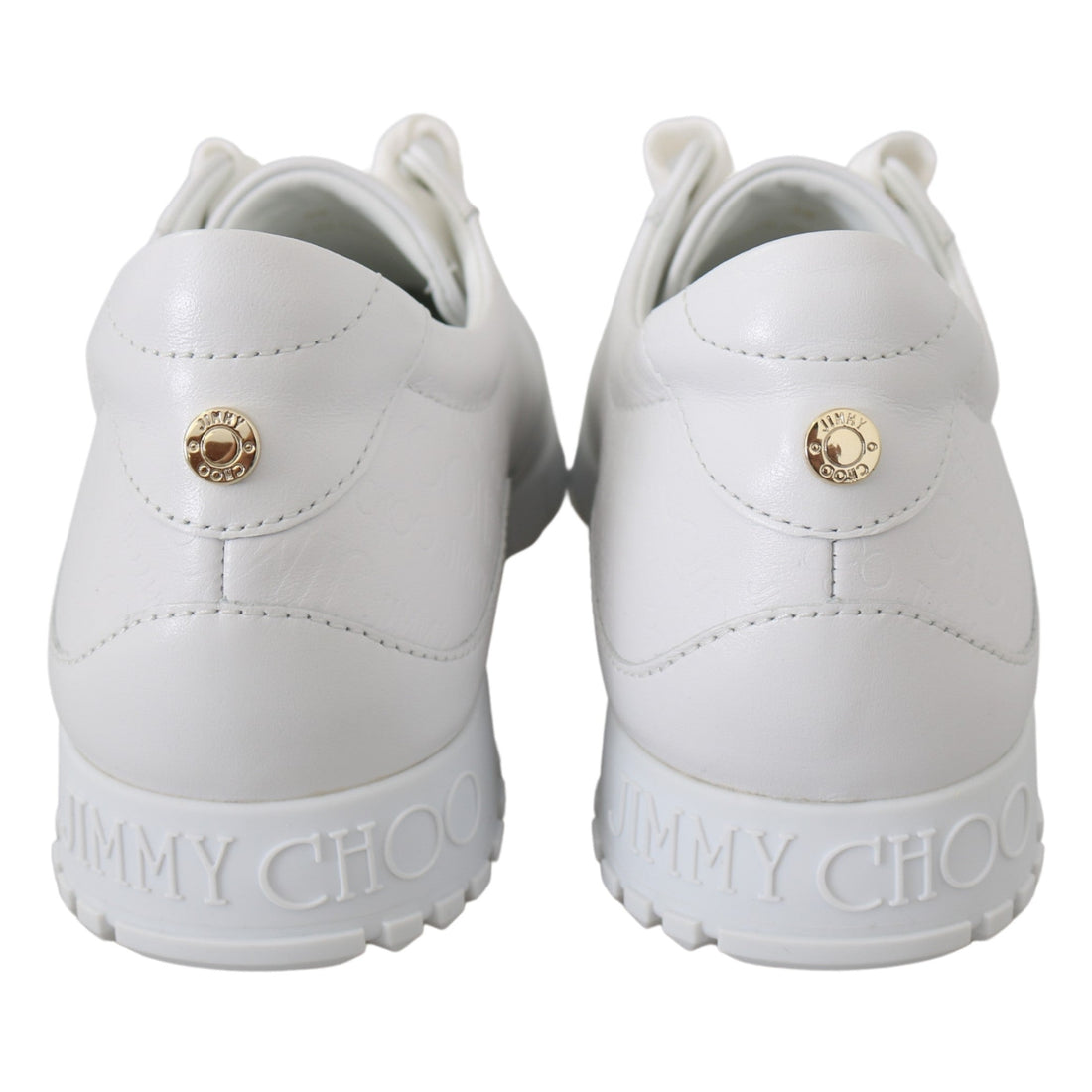 Jimmy Choo Elegant White Leather Sneakers