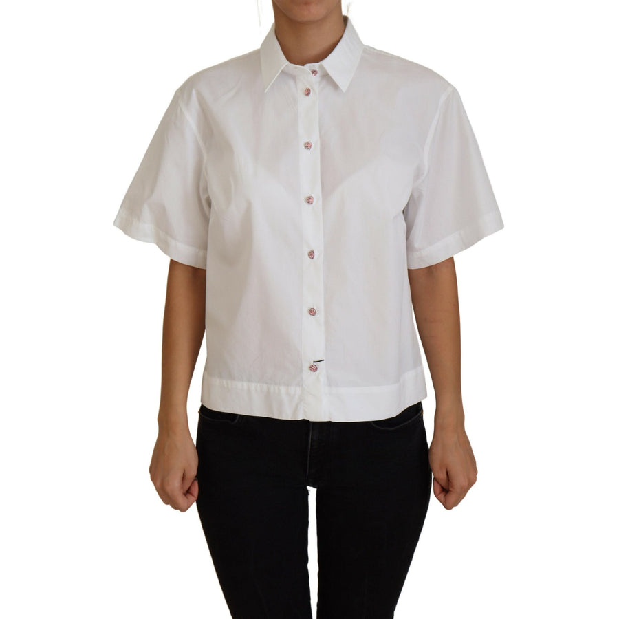 Dolce & Gabbana Elegant White Cotton Button-Up Blouse