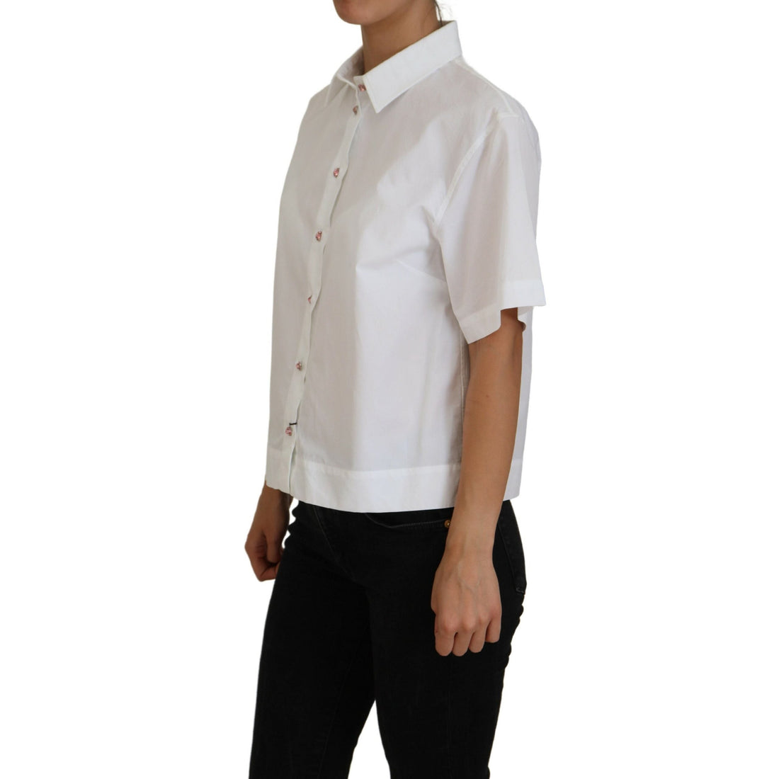 Dolce & Gabbana Elegant White Cotton Button-Up Blouse