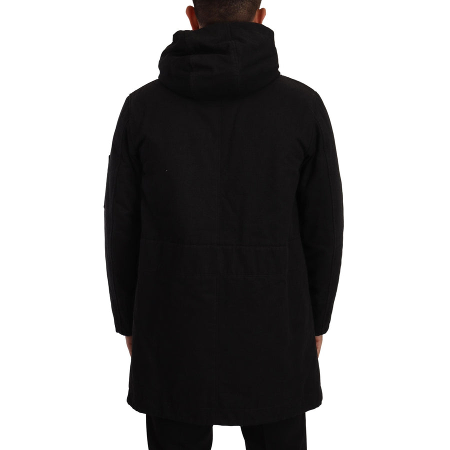 Dolce & Gabbana Elegant Black Parka Hooded Jacket