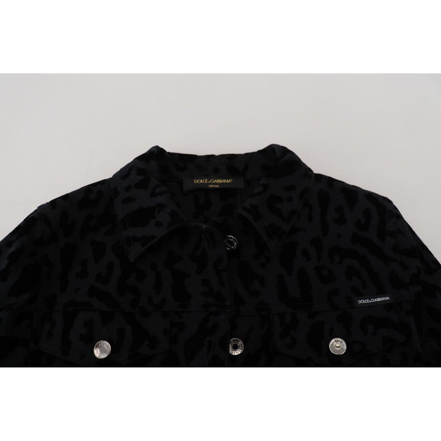 Dolce & Gabbana Chic Leopard Pattern Denim Jacket