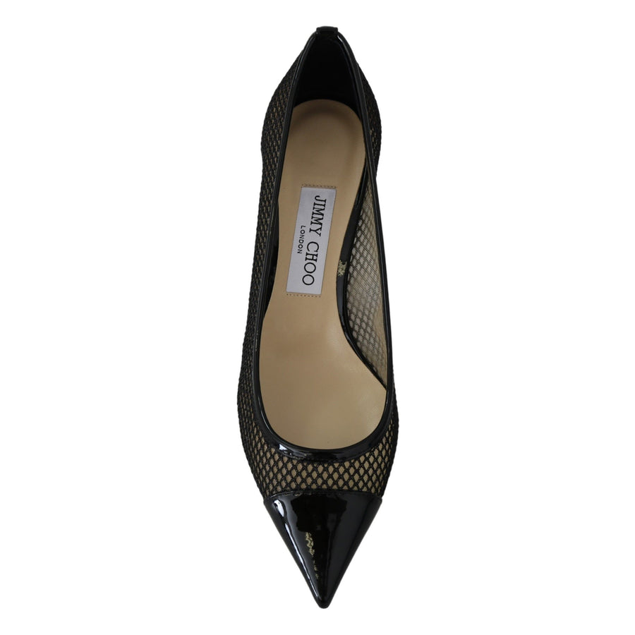 Jimmy Choo Elegant Black Mesh Pointed Toe Pumps