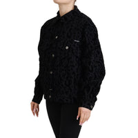 Dolce & Gabbana Chic Leopard Print Button Down Denim Jacket