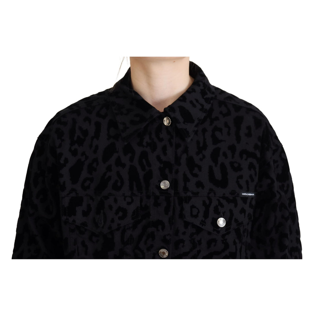 Dolce & Gabbana Chic Leopard Print Button Down Denim Jacket