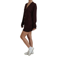 Dolce & Gabbana Chic Maroon V-Neck Wool Cardigan