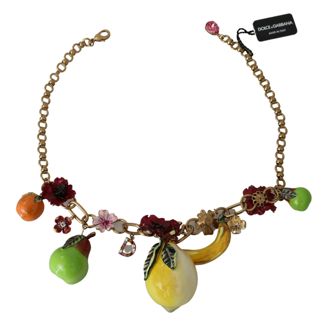 Dolce & Gabbana Crystal Embellished Floral Charm Necklace